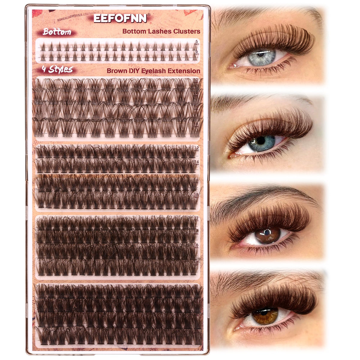 Eefofnn clusters cils bruns 360 pièces pour un regard naturel.