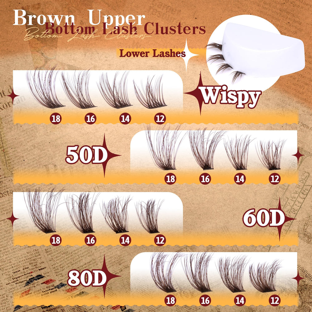 Eefofnn cils bruns 80P, longueurs variées pour un regard défini.