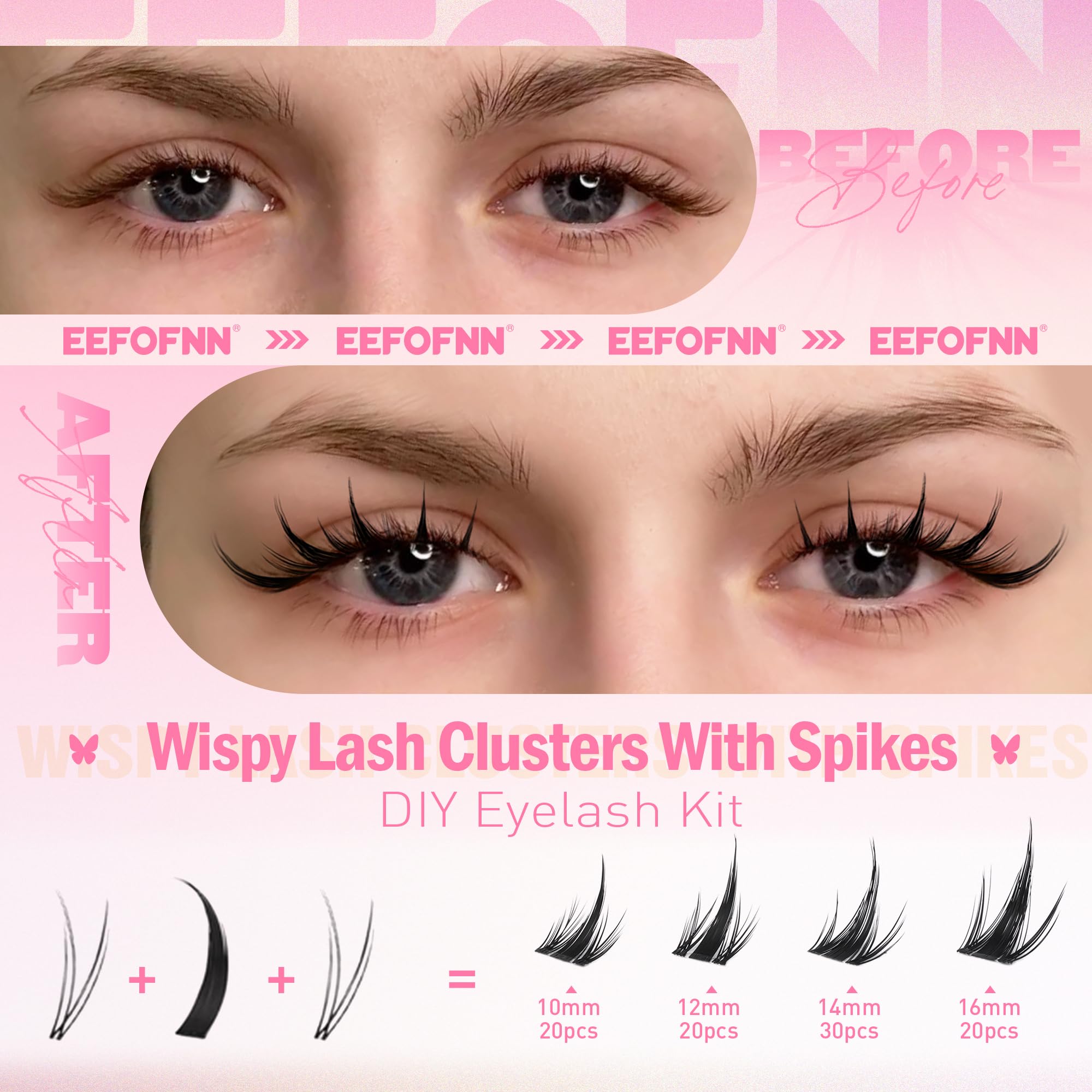Eefofnn Fairy Lash : courbure en C pour un regard équilibré.