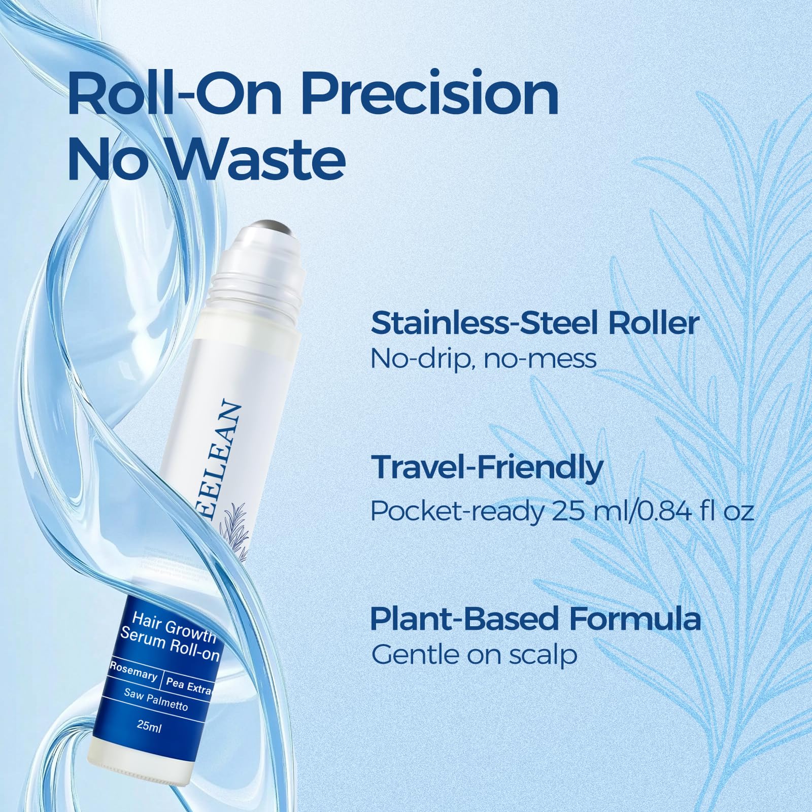 EELEAN Sérum croissance capillaire Roll-On, absorption rapide sans résidu pour routine soin