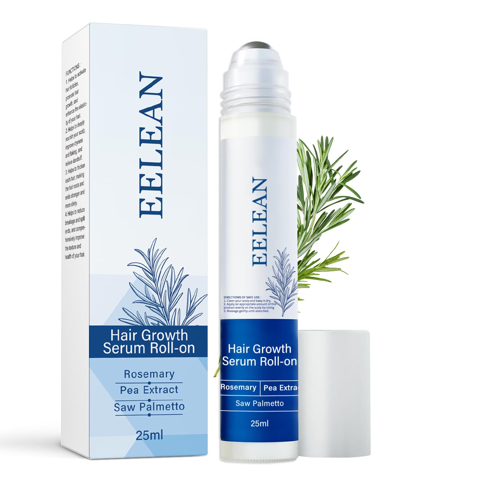 EELEAN Sérum croissance capillaire Roll-On avec bille précision en acier inox, ciblage cuir chevelu efficace