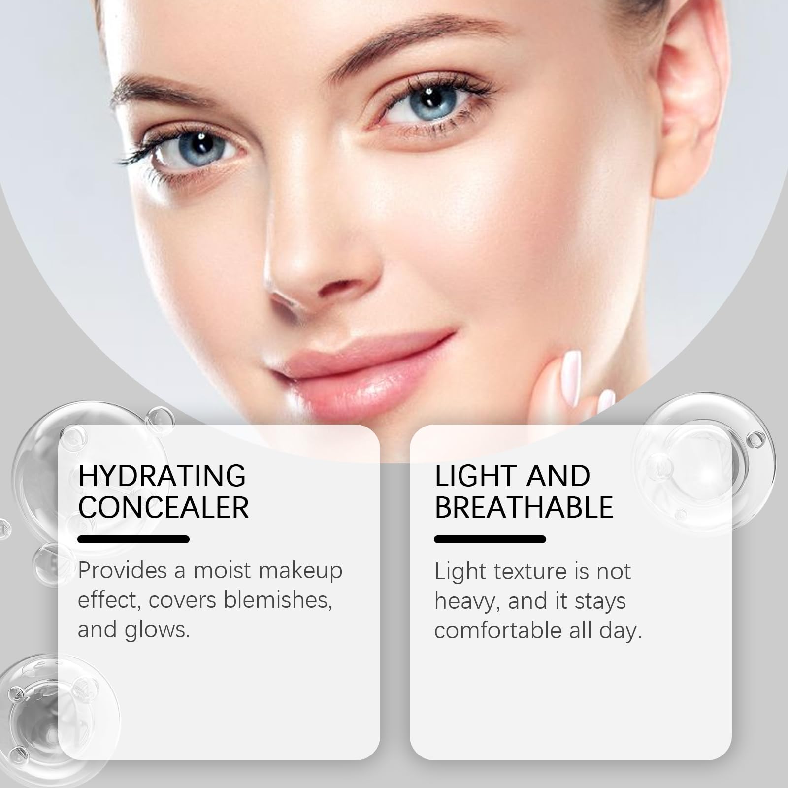 Tenue longue du correcteur EELHOE sur le contour des yeux.