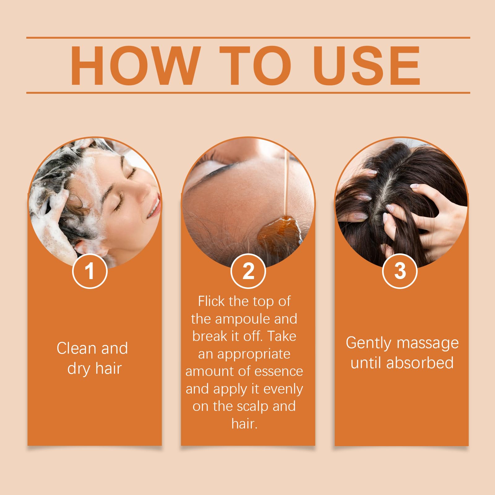 Ampoules Croissance Cheveux Curcuma: effet cheveux plus épais avec volume.