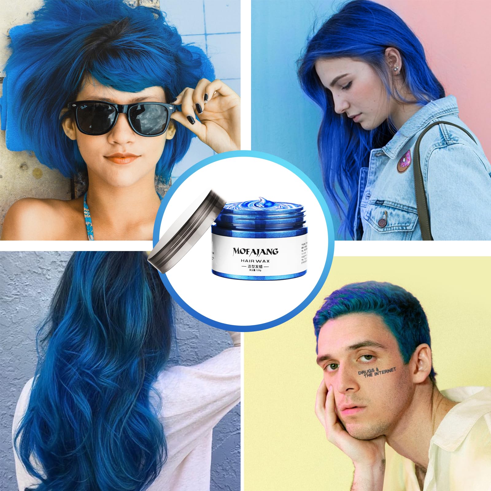 EFLY apparence-cheveux-bleu-temporaire, style rapide et pratique.