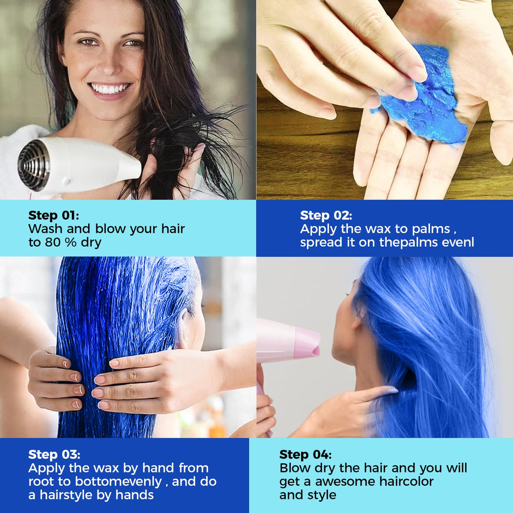EFLY couleur-cheveux-bleu, pomade facile à enlever avec shampooing.