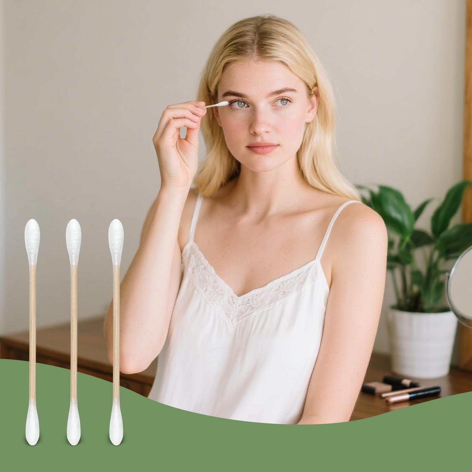 Application maquillage coton Egaageoi, retouche précise et propre.