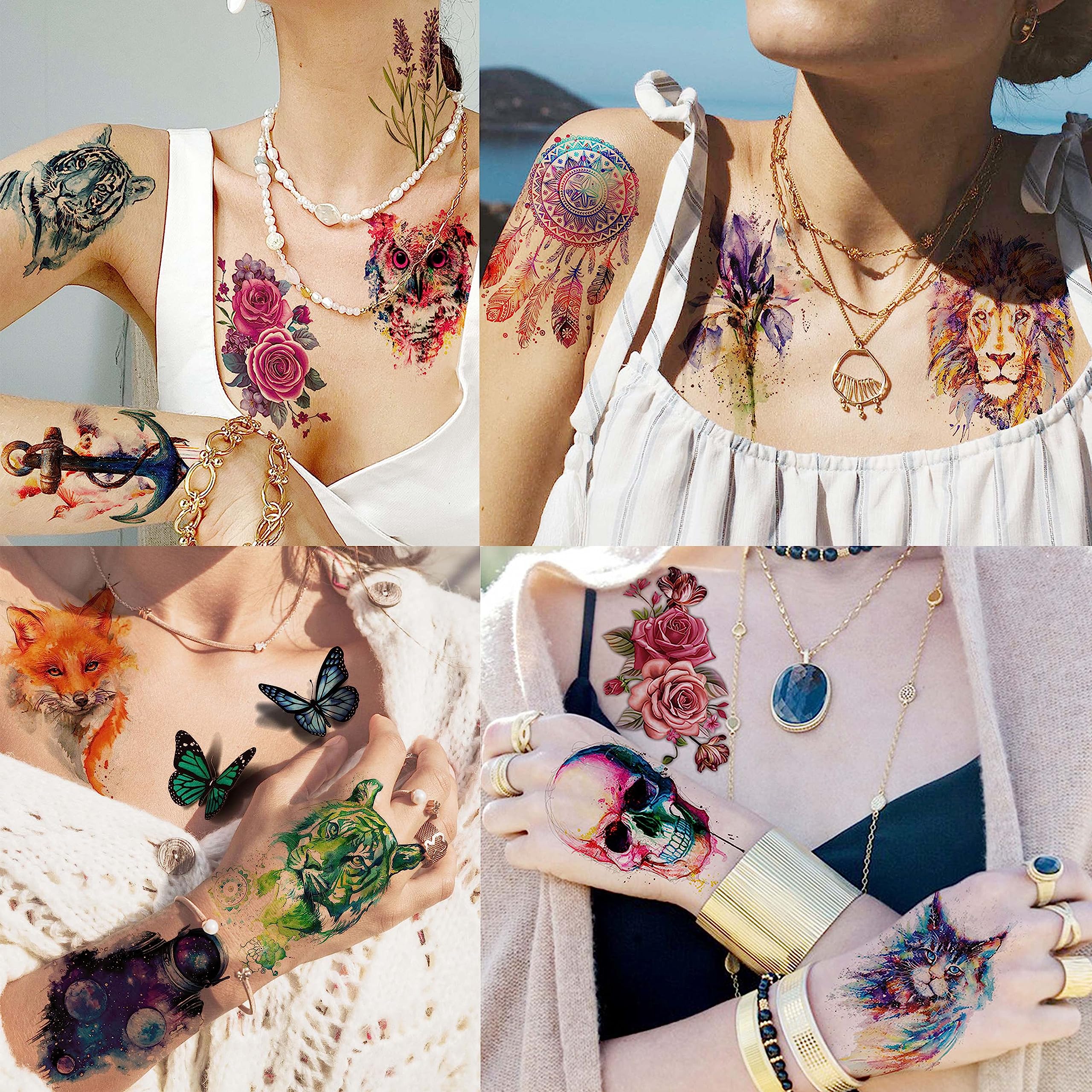 Tatouages EGMBGM Floral Mix, application simple et tenue multi-jour.