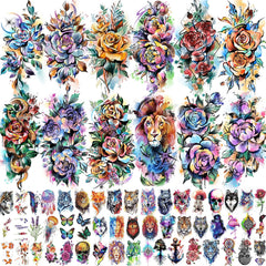 Tatouages EGMBGM Watercolor Rose sur bras, effet fluide et tenue durable.