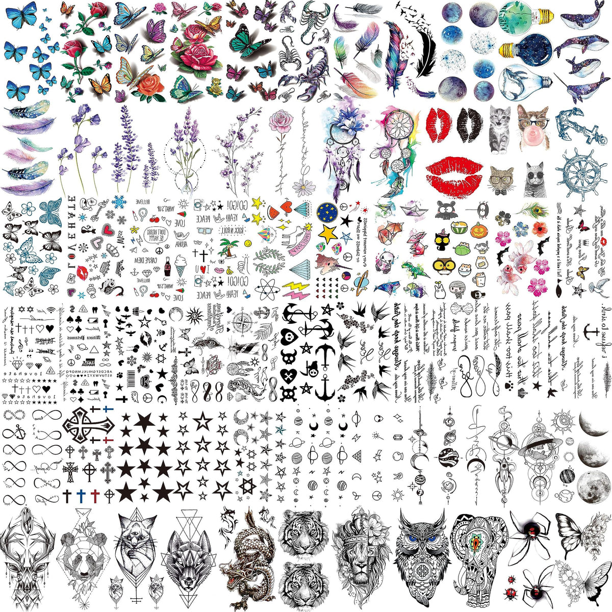 Les tatouages EGMBGM papillon fleur offrent style printanier rapide et éphémère.