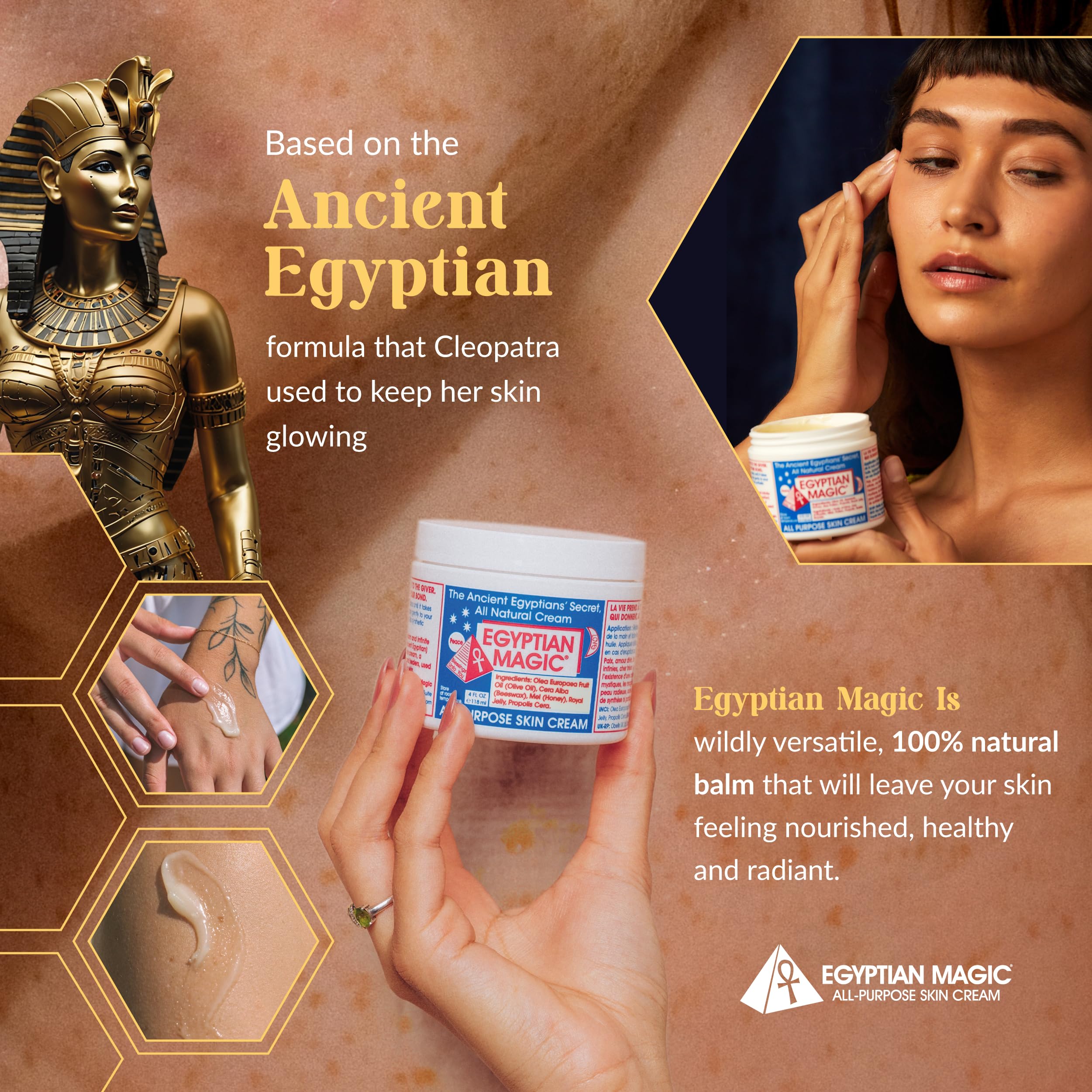 Egyptian Magic crème corps, soin nourrissant pour peau sèche et confortable.