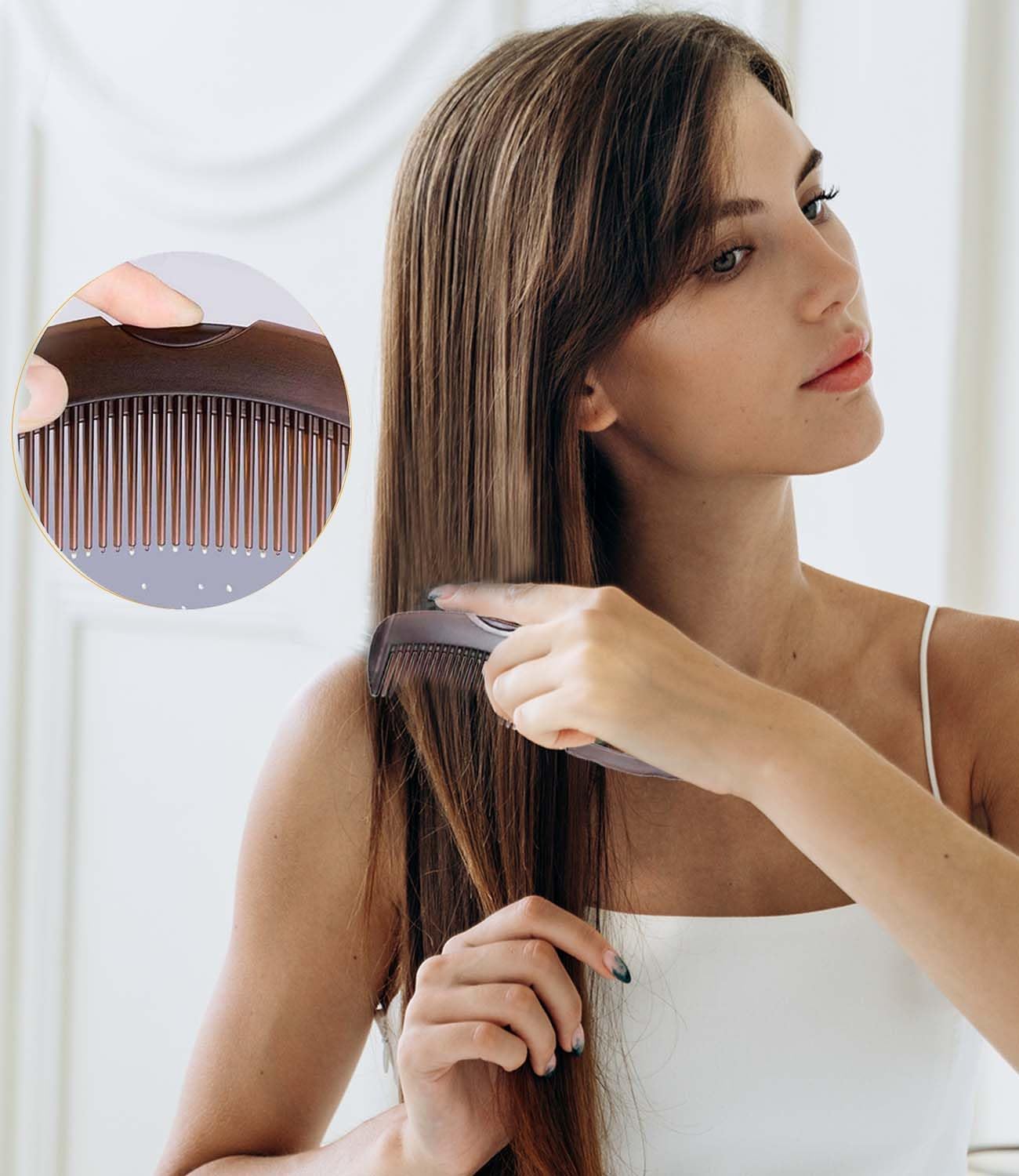 Peigne detox EHBELIF pour cuir chevelu – inox robuste et prise en main confortable.