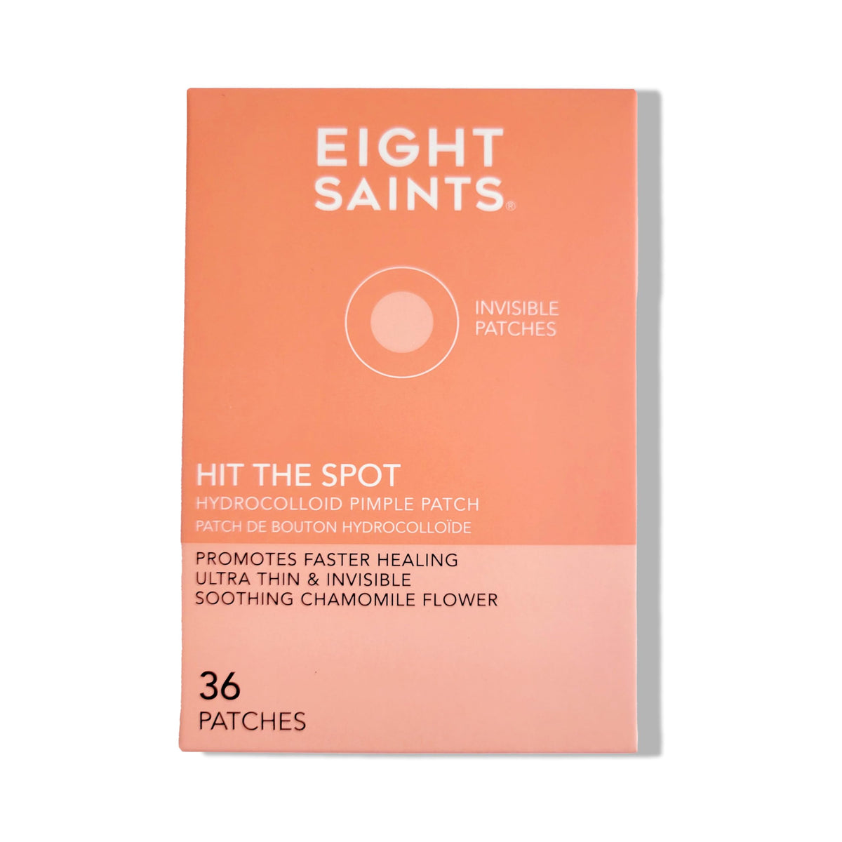 Patchs Eight Saints Hit the Spot dans la boîte de 36, utilisation discrète.