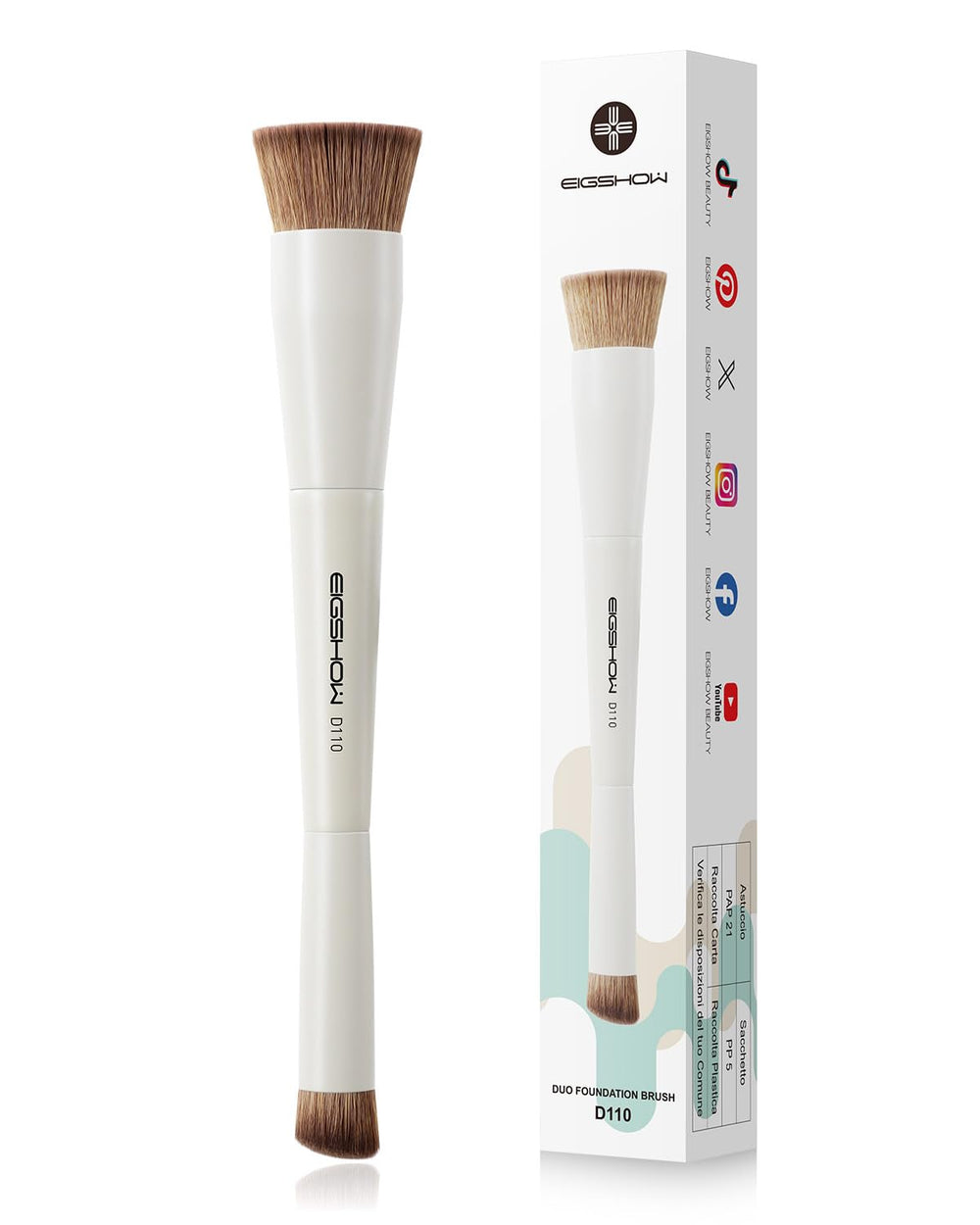 Brosse double-face EIGSHOW pour fond de teint et correcteur, fini lisse