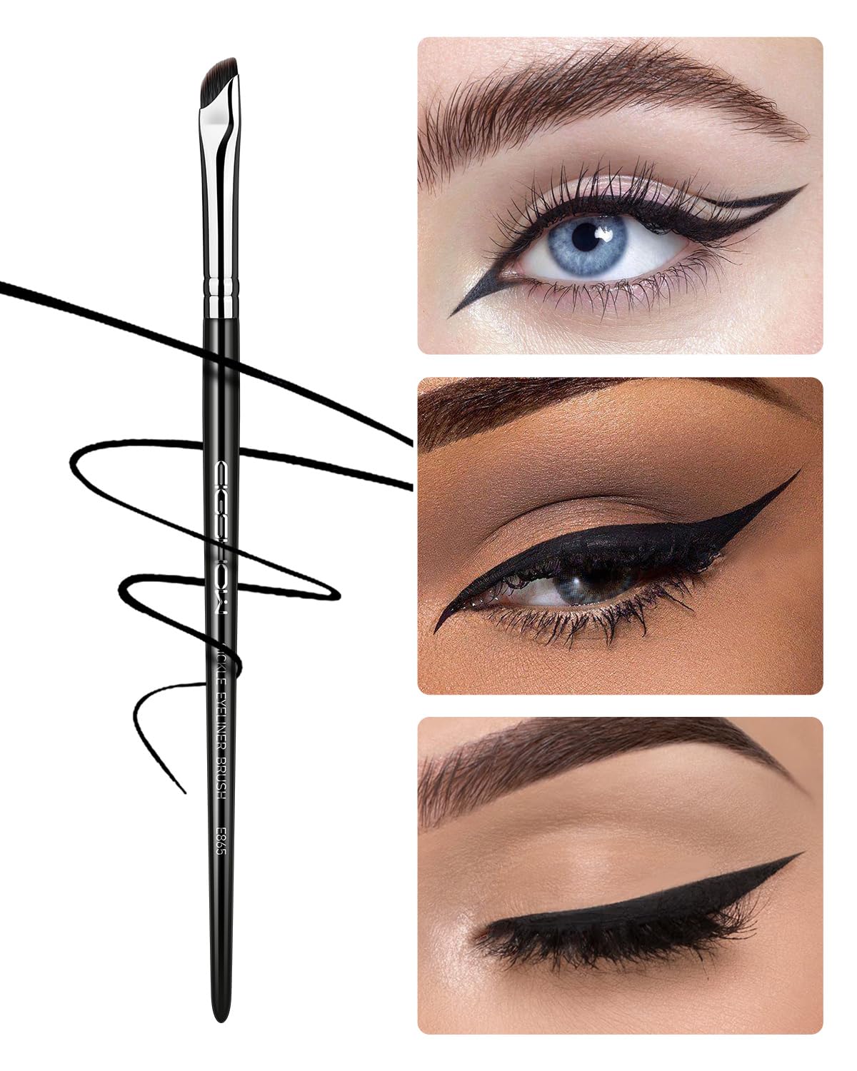 Brosse Eyeliner EIGSHOW forme anguleuse facilite l’application sur les ailes des yeux.
