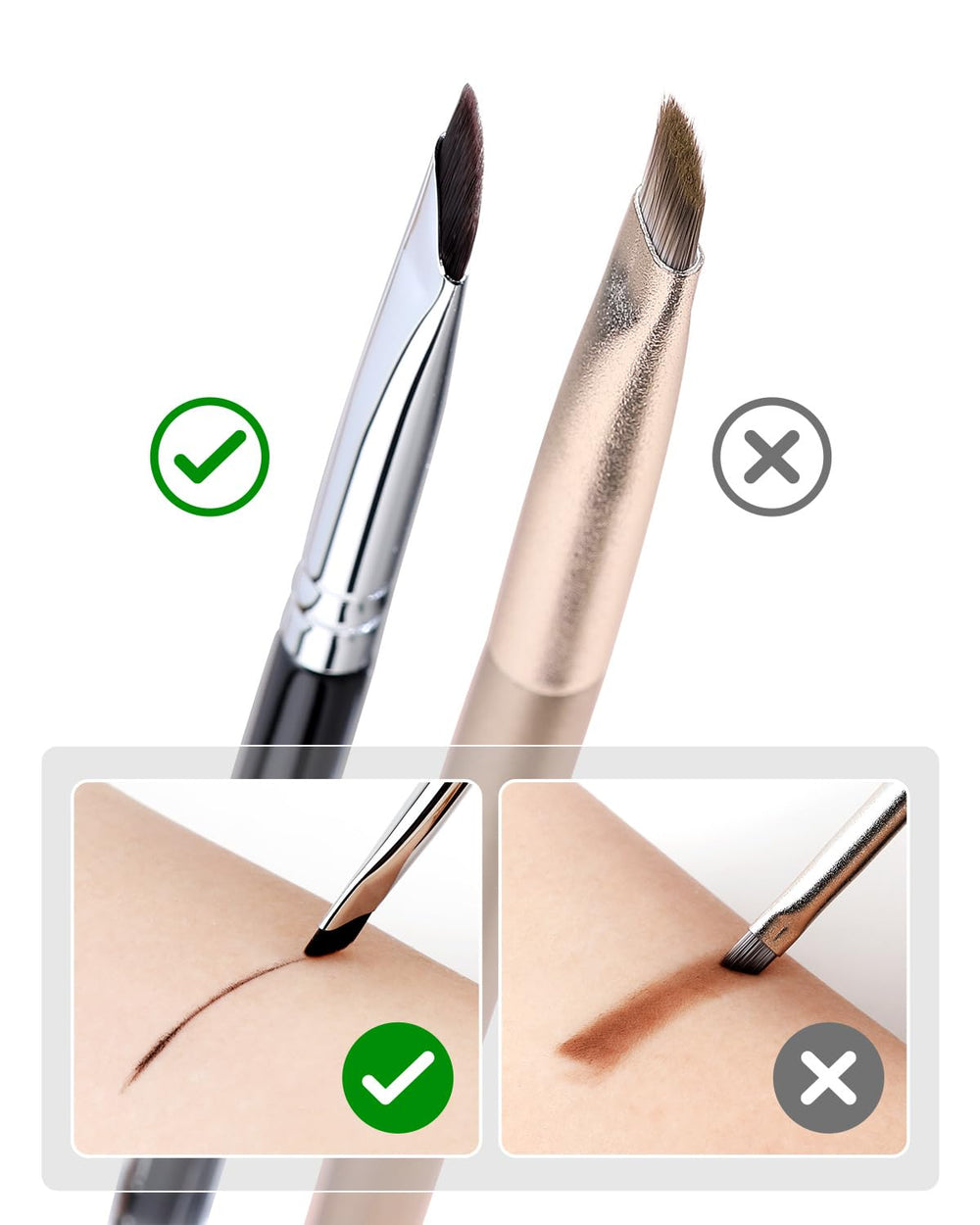 Brosse Eyeliner EIGSHOW précision pour sourcils et paupières, look net.