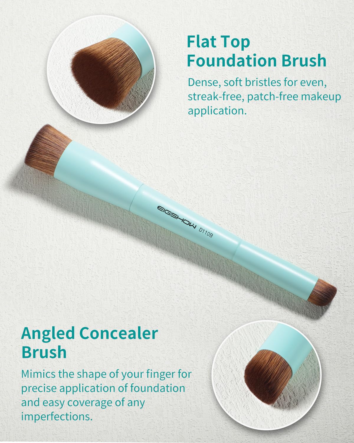 Pinceau double-face EIGSHOW D110B pour correcteur, couvrance ciblée sous les yeux.