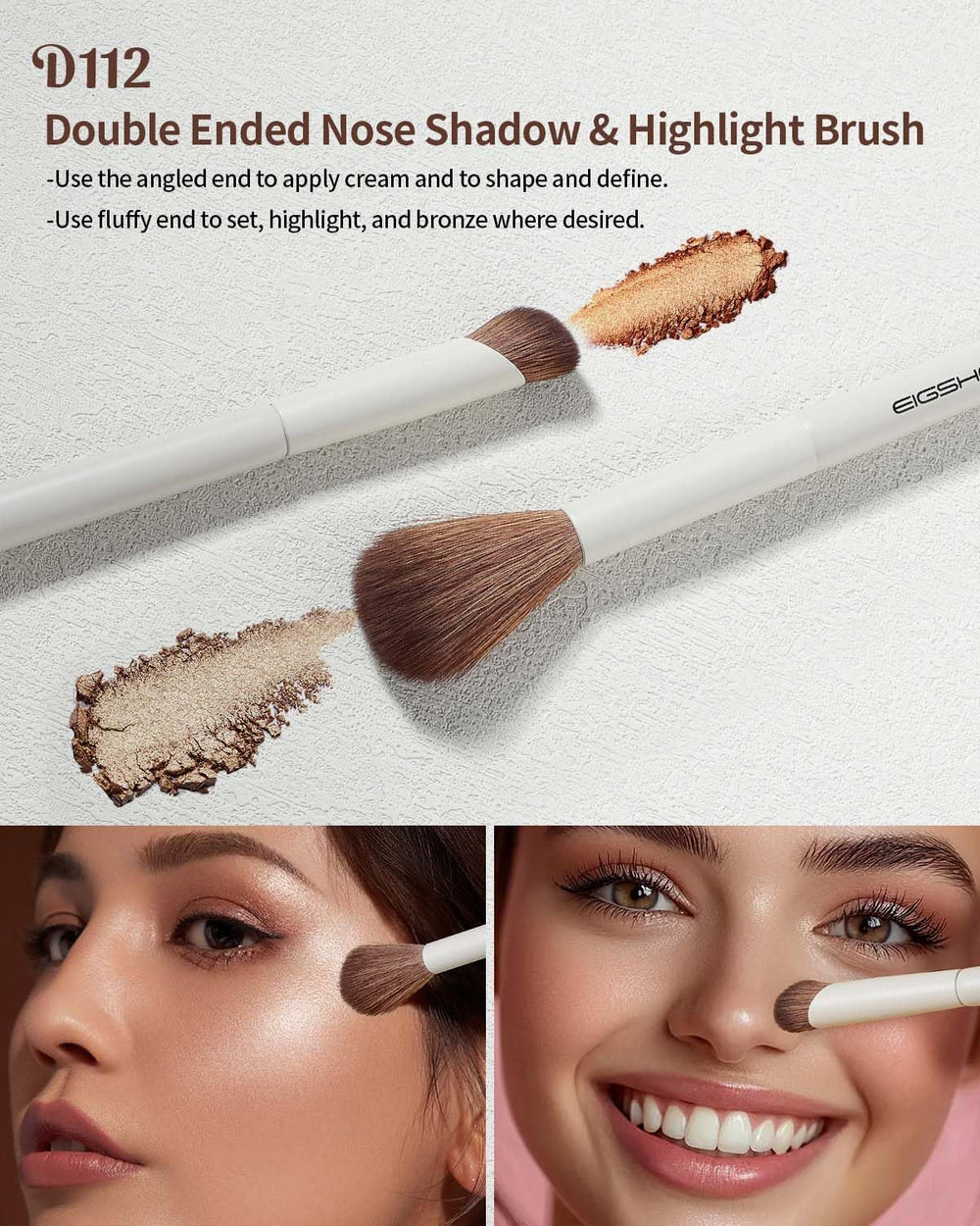 Pinceau contour double-face EIGSHOW pour des angles définis.