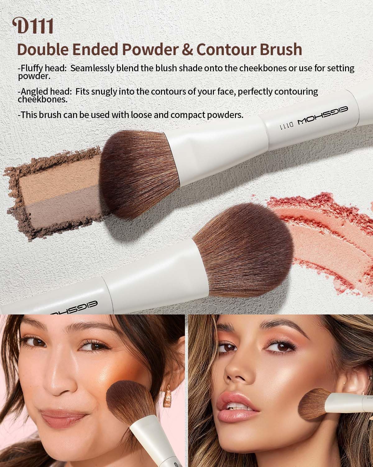 Pinceau poudre double-face EIGSHOW pour un fini naturel.