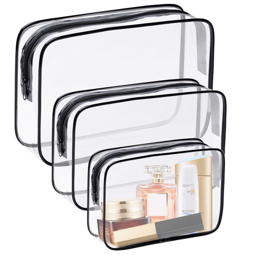 Trousse Eilyliafe transparente avec zip, idéale pour les cosmétiques en voyage.