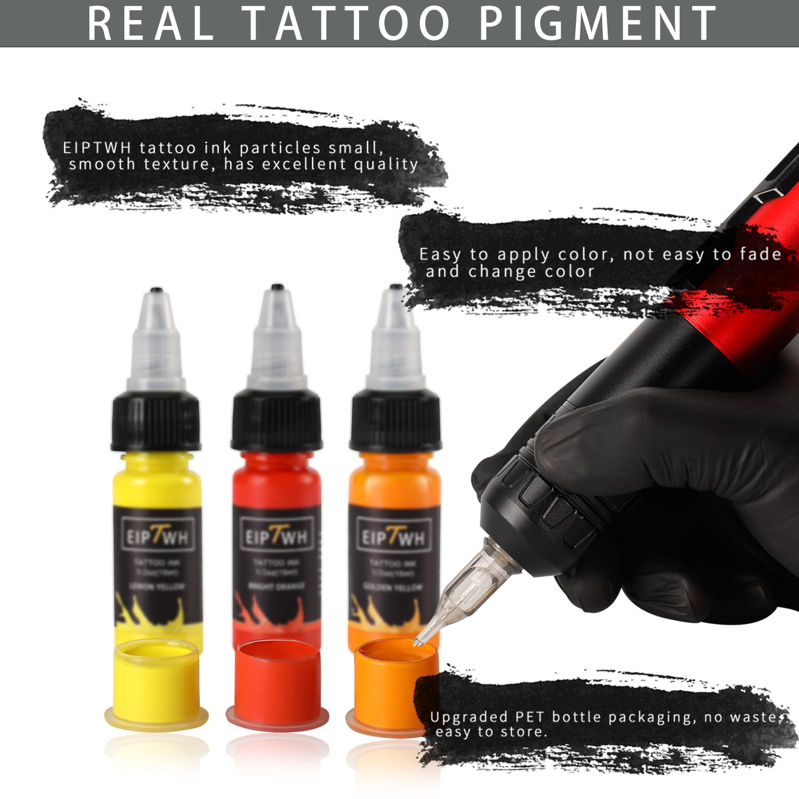 Texture fluide EIPTWH, encre tatouage facilitant le mélange et l’application.