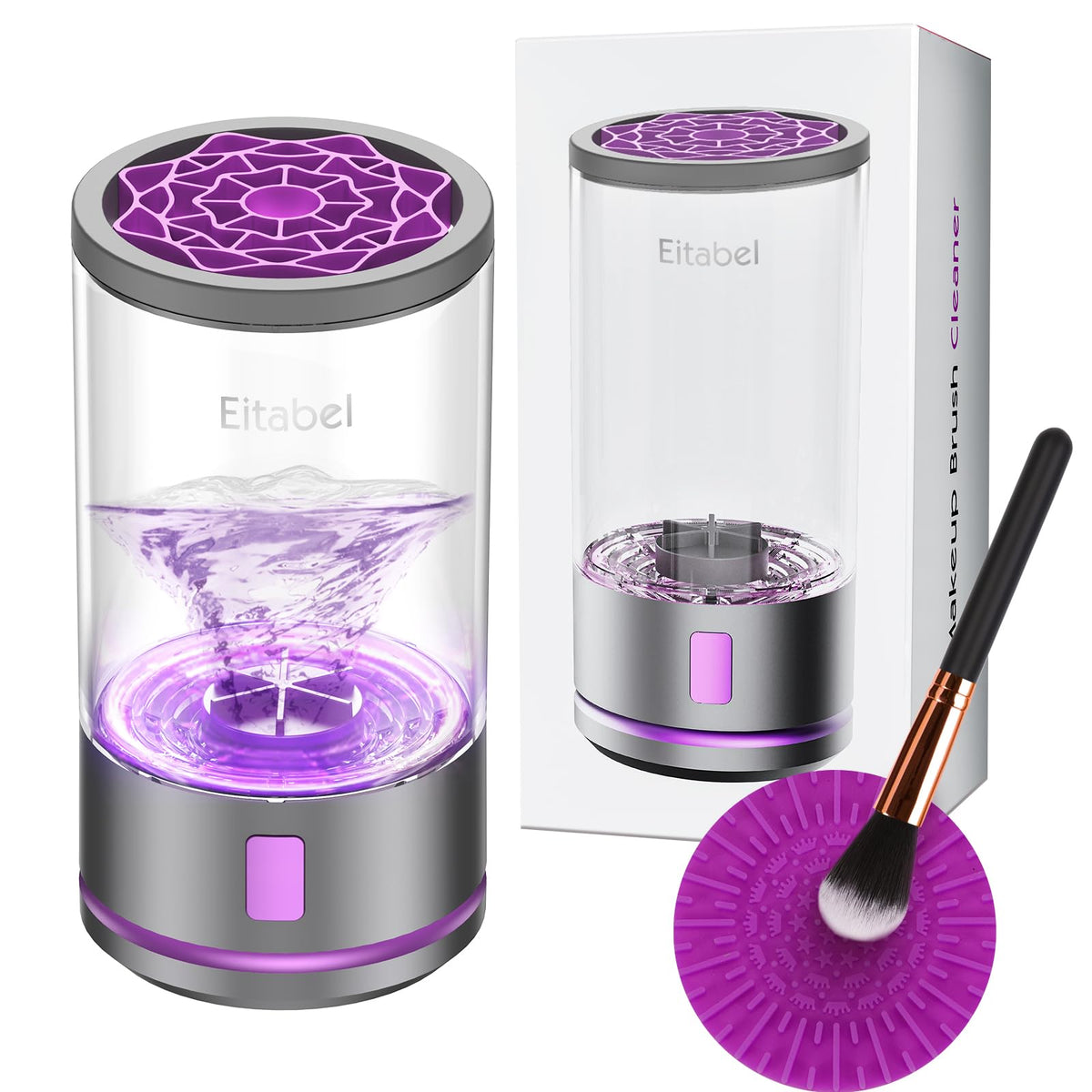 EITABEL nettoyeur-brosse électrique 2 en 1 pour un nettoyage rapide des pinceaux.