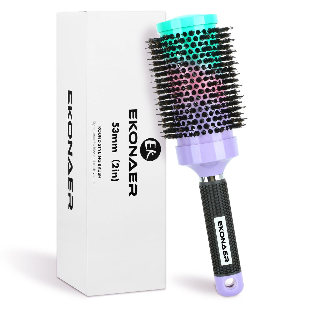 Brosse ronde EKONAER 2,1 pouces avec ventilation pour un coiffage rapide.