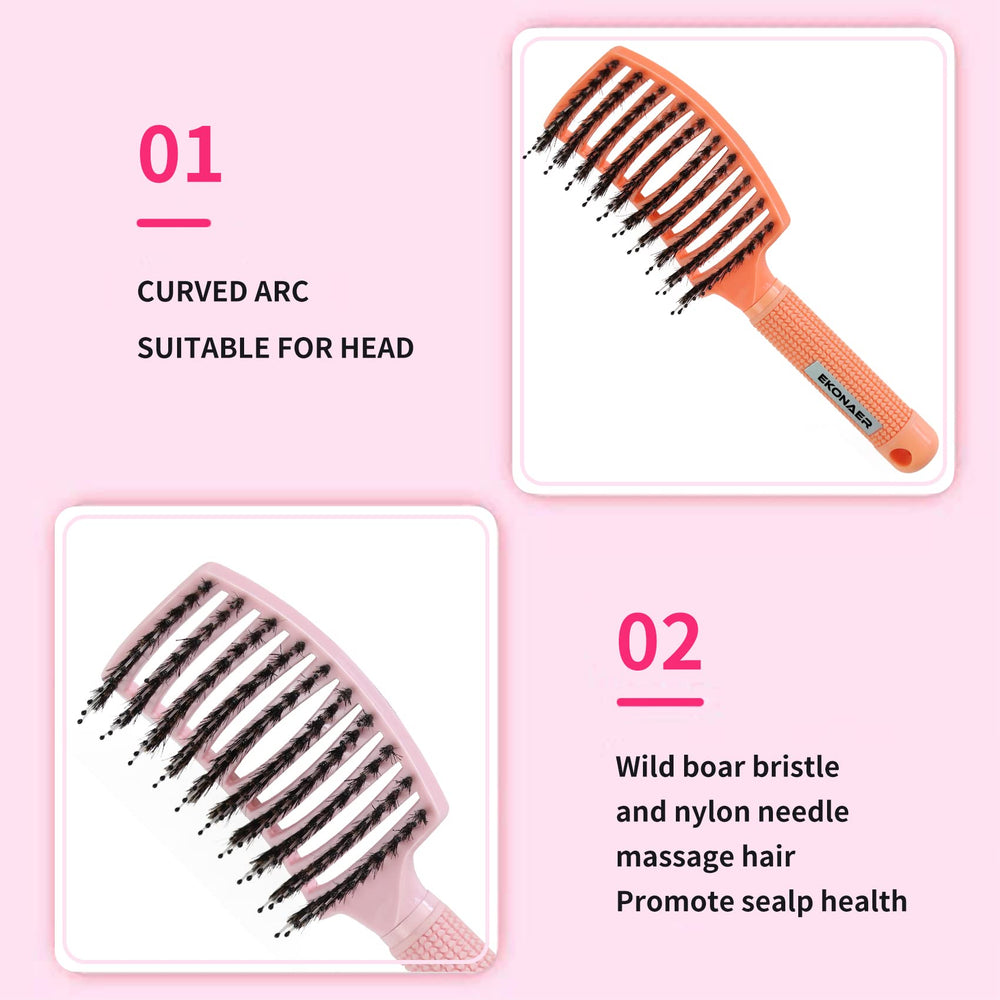 EKONAER brosse tete incurvee et large, couvre plus de cheveux