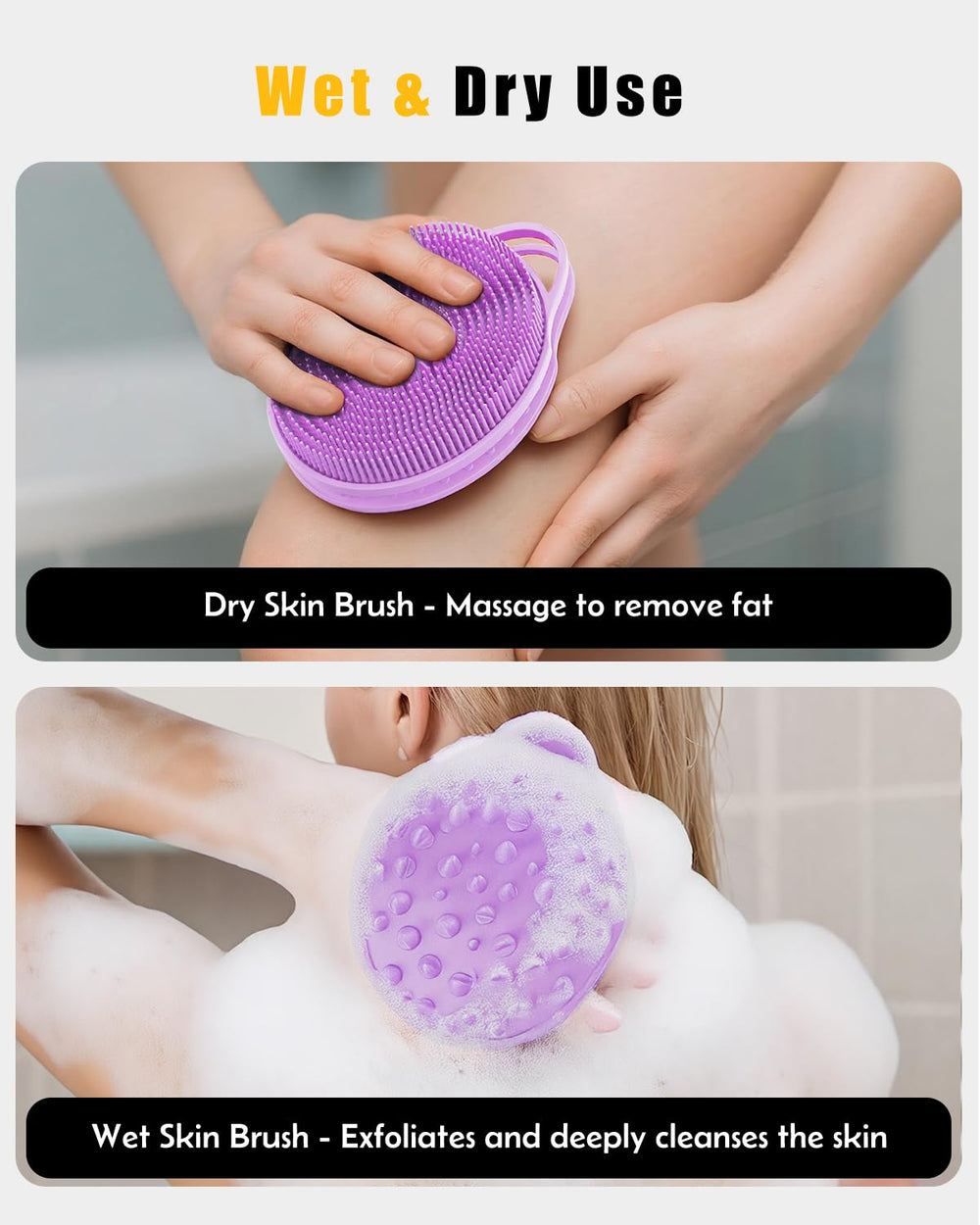 Brosse EKOTTOK silicone pour douche, nettoyage efficace du corps
