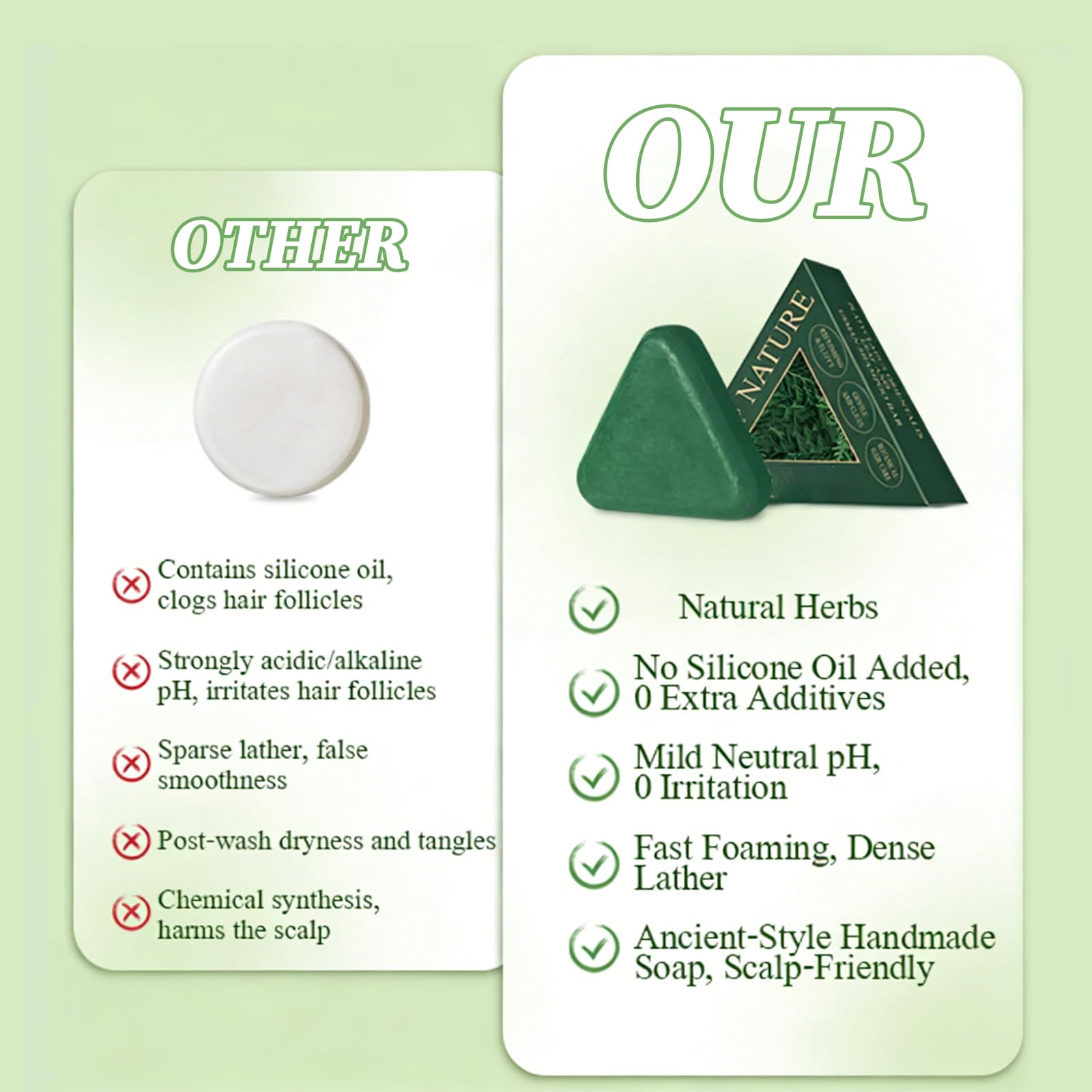 Ingrédients naturels ekxzvg Nature Triangle, proche des soins capillaires quotidiens.