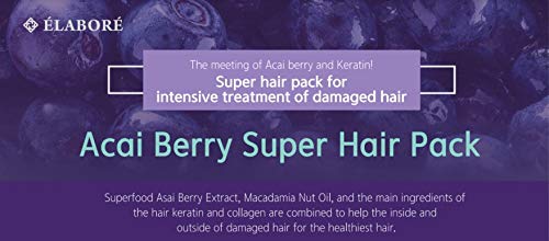 Elabore Acai Berry Super Hair Pack, avant/après, cheveux plus doux et renforcés.