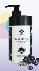 Elabore Acai Berry Super Hair Pack, bouteille 1000 ml, soin capillaire nourrissant pour cheveux brillants.