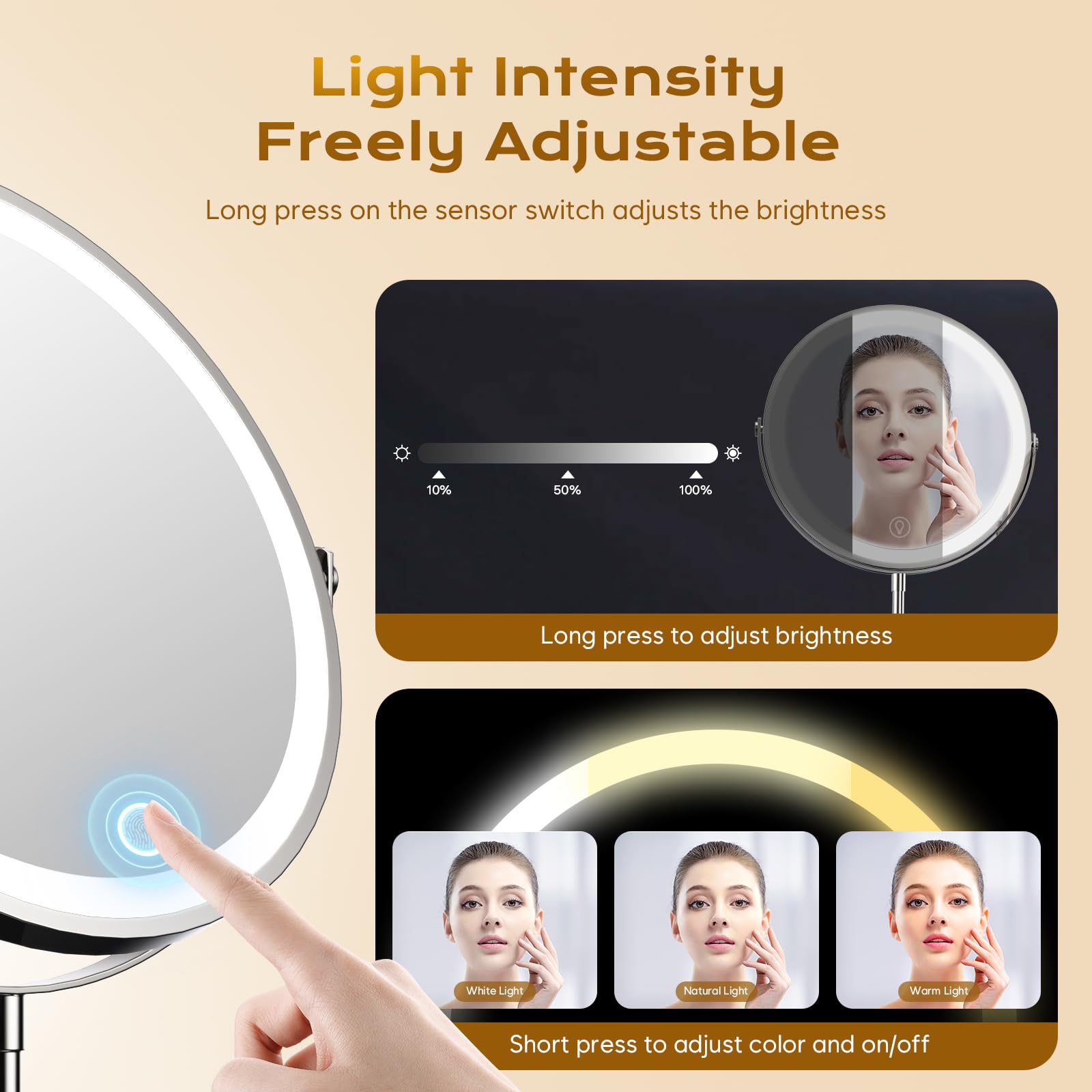 Elasound Miroir batterie 5000mAh rechargeable pour autonomie longue.