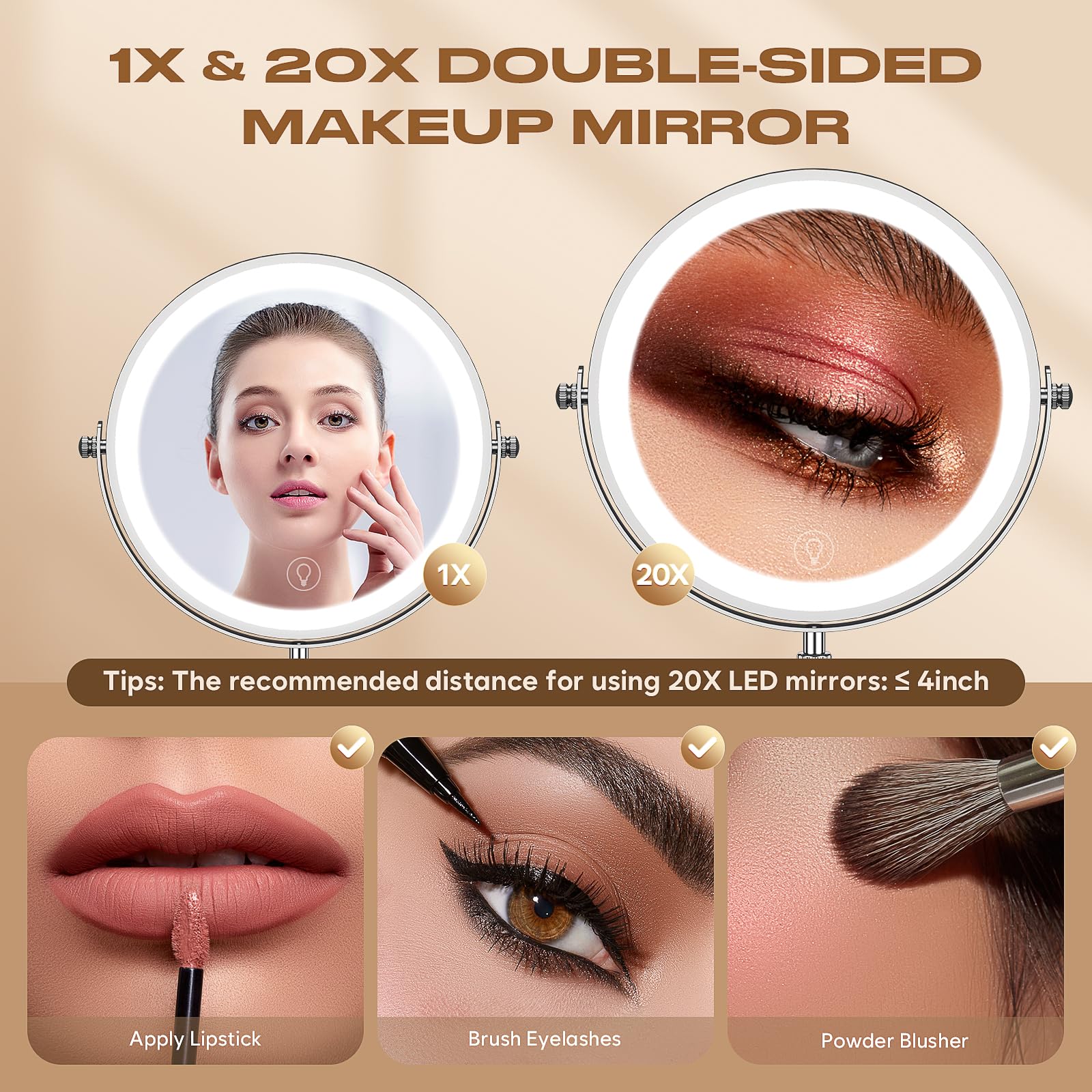 Elasound Miroir maquillage rotation 360 degres pour angle ideal.
