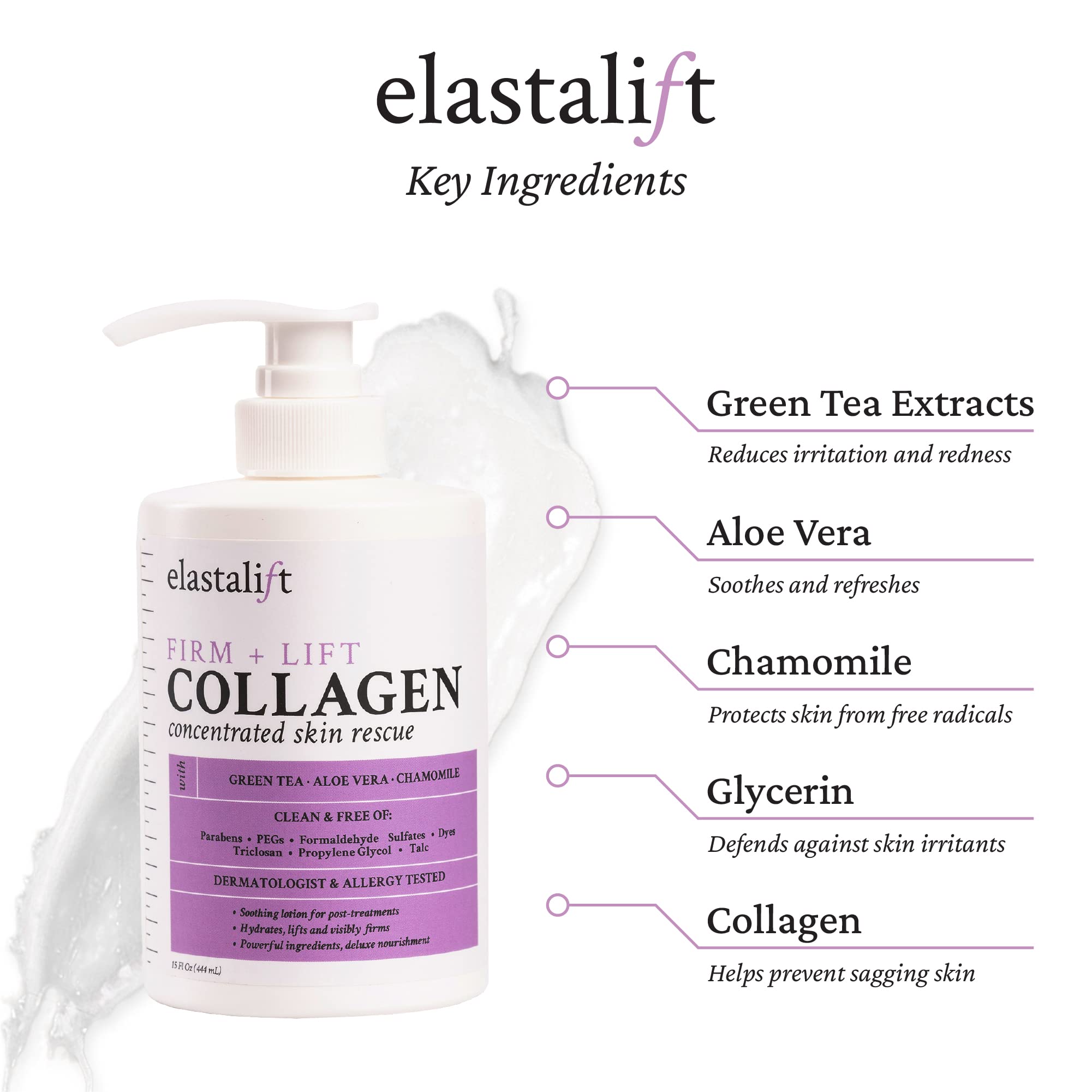 Elastalift Crème Collagène – visage, flacon, soin quotidien non gras.
