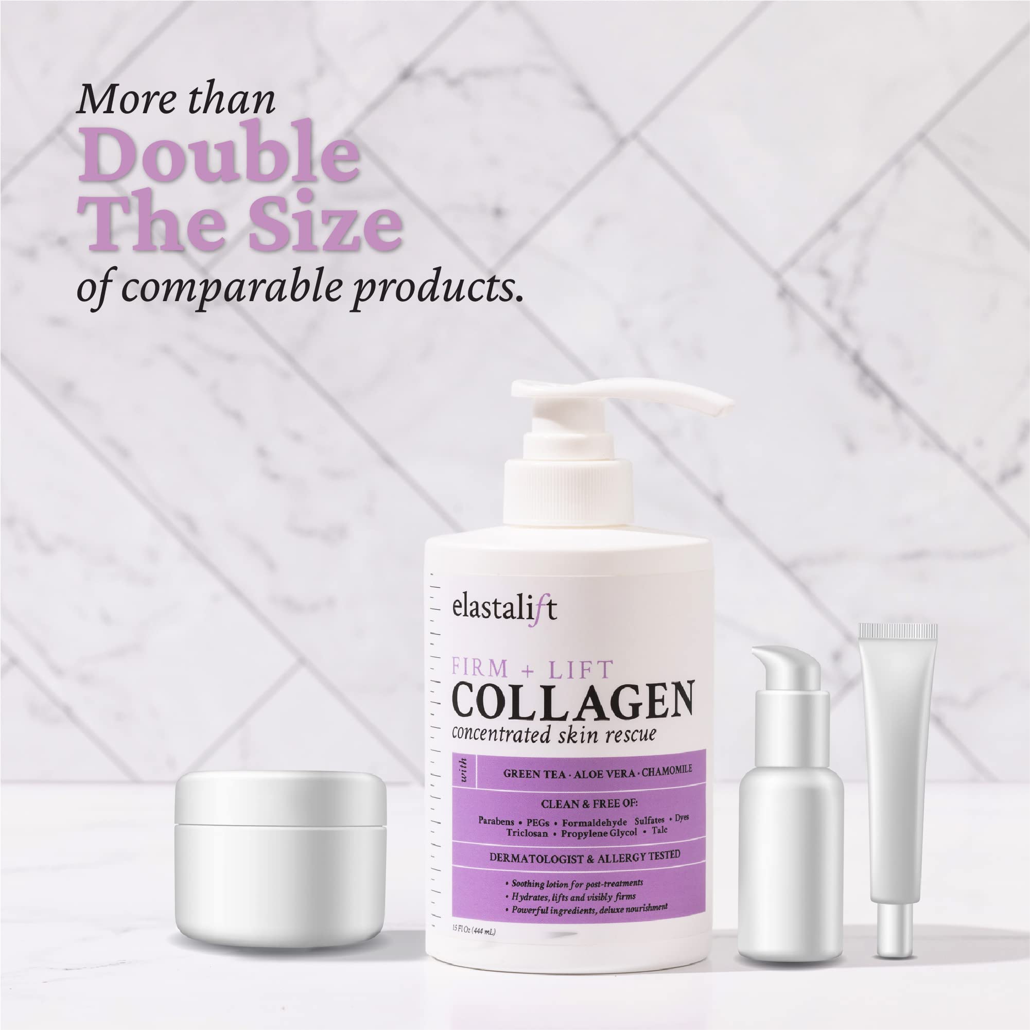 Elastalift Extraits thé vert, camomille et aloe pour hydrater.