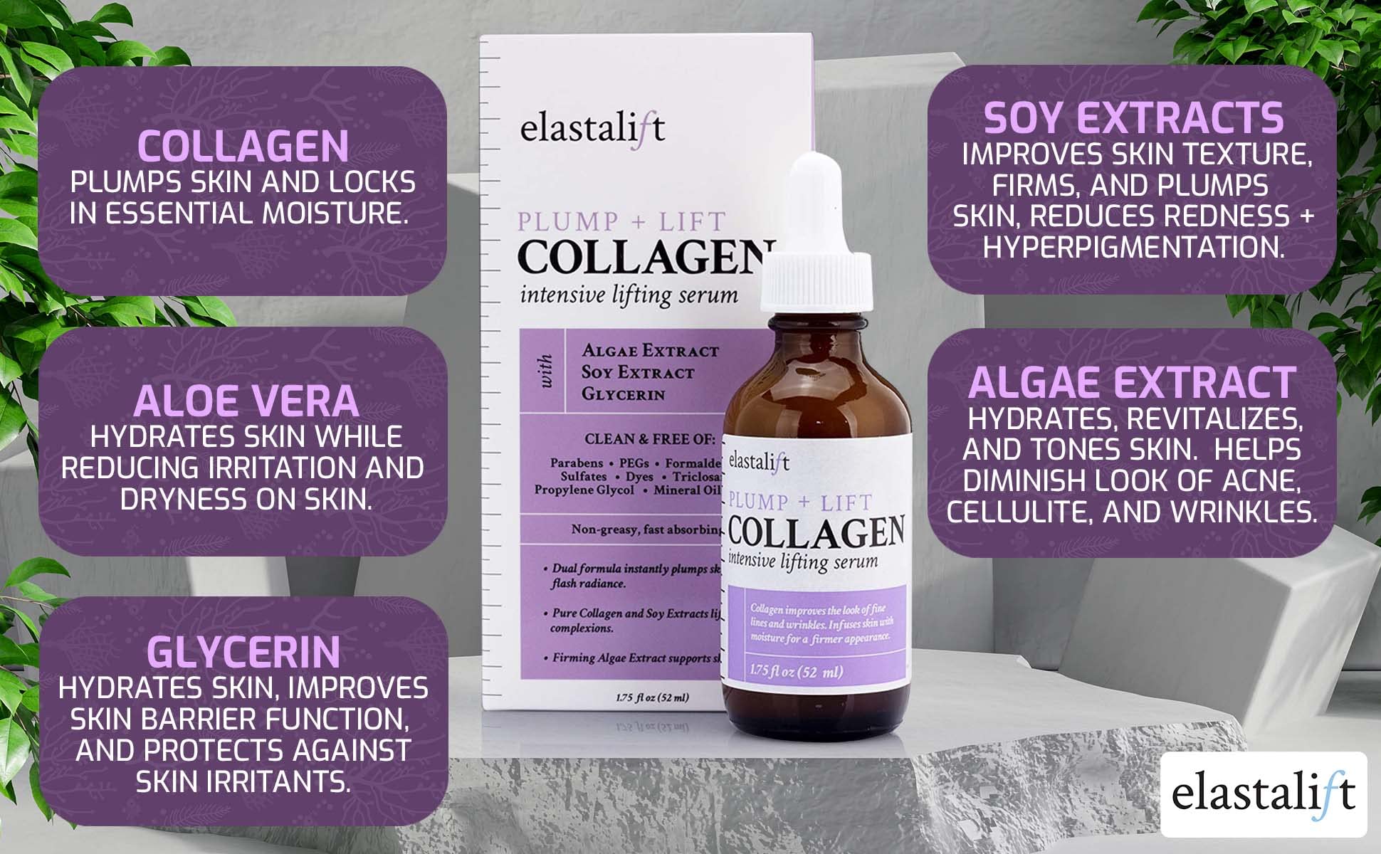 Elastalift Sérum Visage Absorption Rapide pénètre sans film gras.
