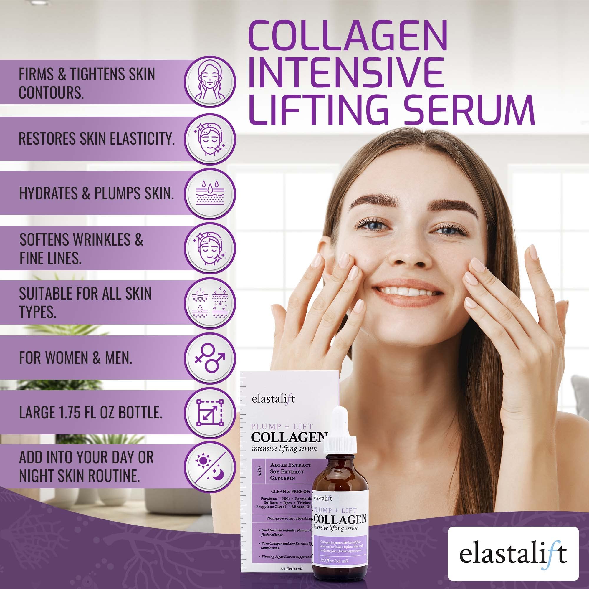 Elastalift Sérum Visage Algues et extrait pour éclat du teint.