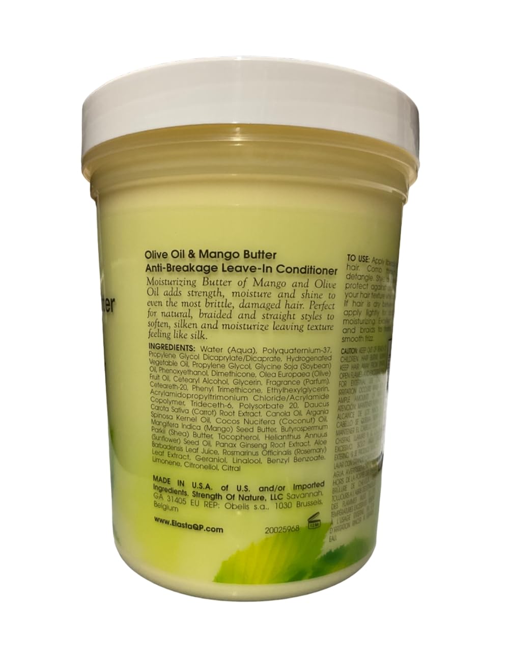 ElastaQP Olive-Mangue Conditionneur crème — démêlage facilité et douceur.