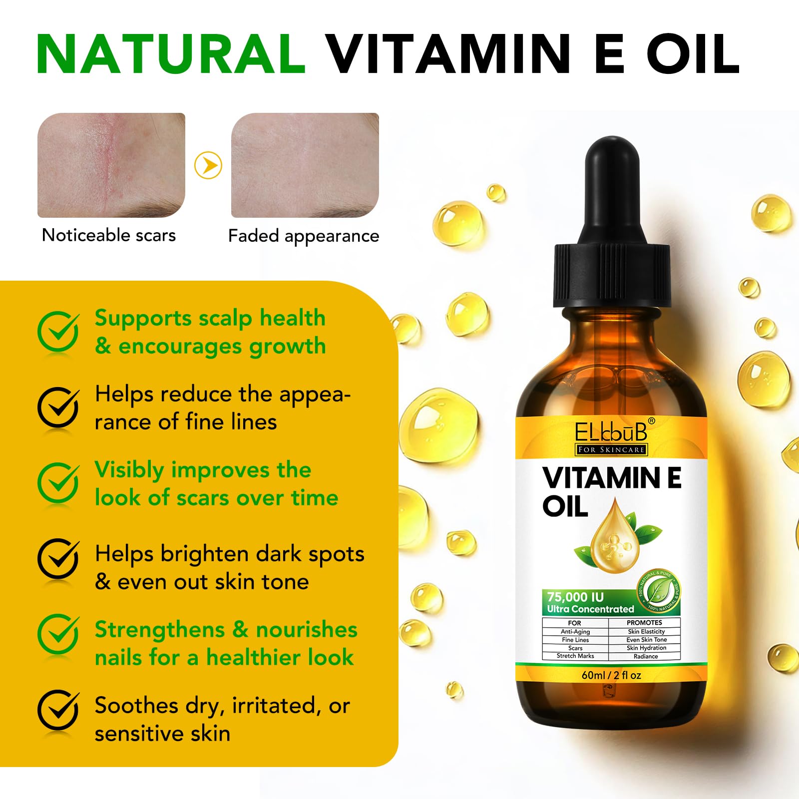Texture riche ELBBUB Vitamin E Oil, absorption rapide et douceur