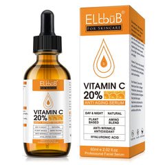 ELBBUB sérum vitamine C 20% dans une bouteille élégante, usage quotidien recommandé.