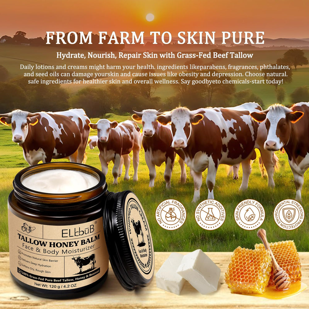 ELBBUB Crème Tallow – focus ingrédients miel et cire pour nourrir la peau