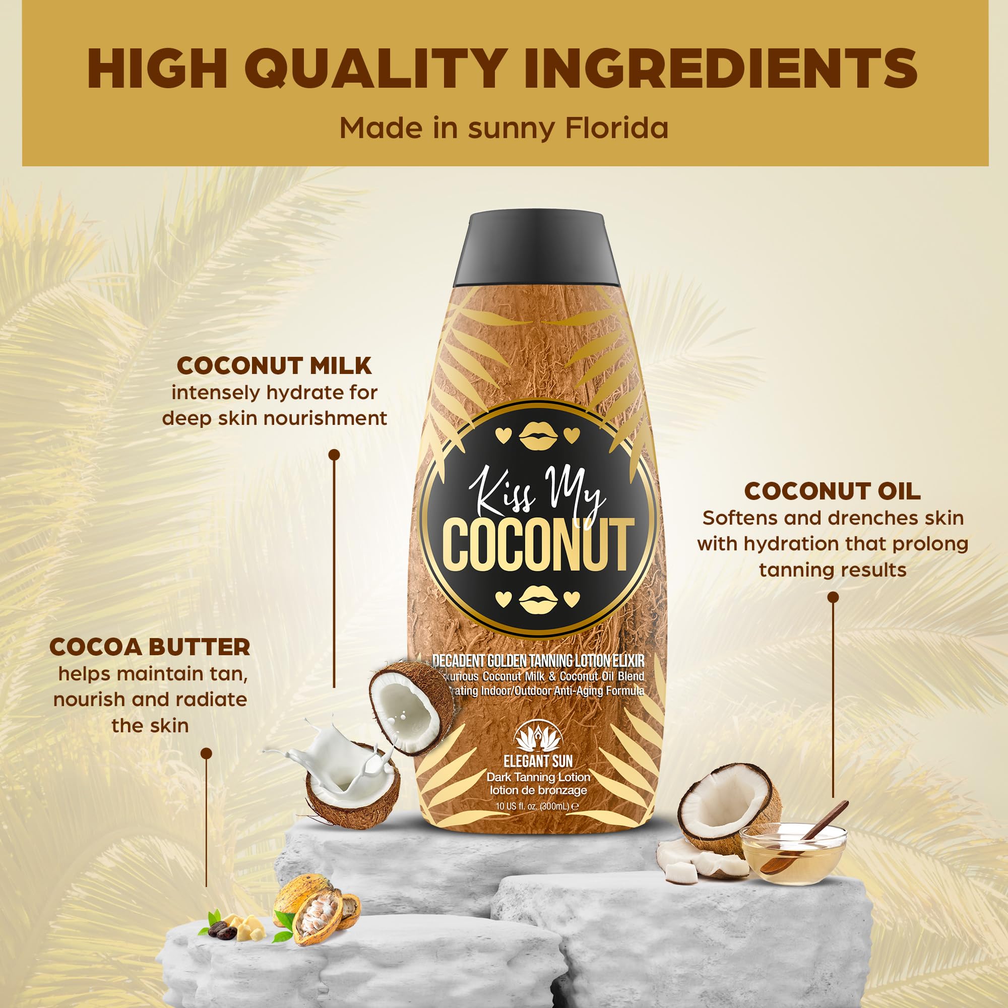 Accélérateur de bronzage Kiss My Coconut pour soleil et lit de bronzage