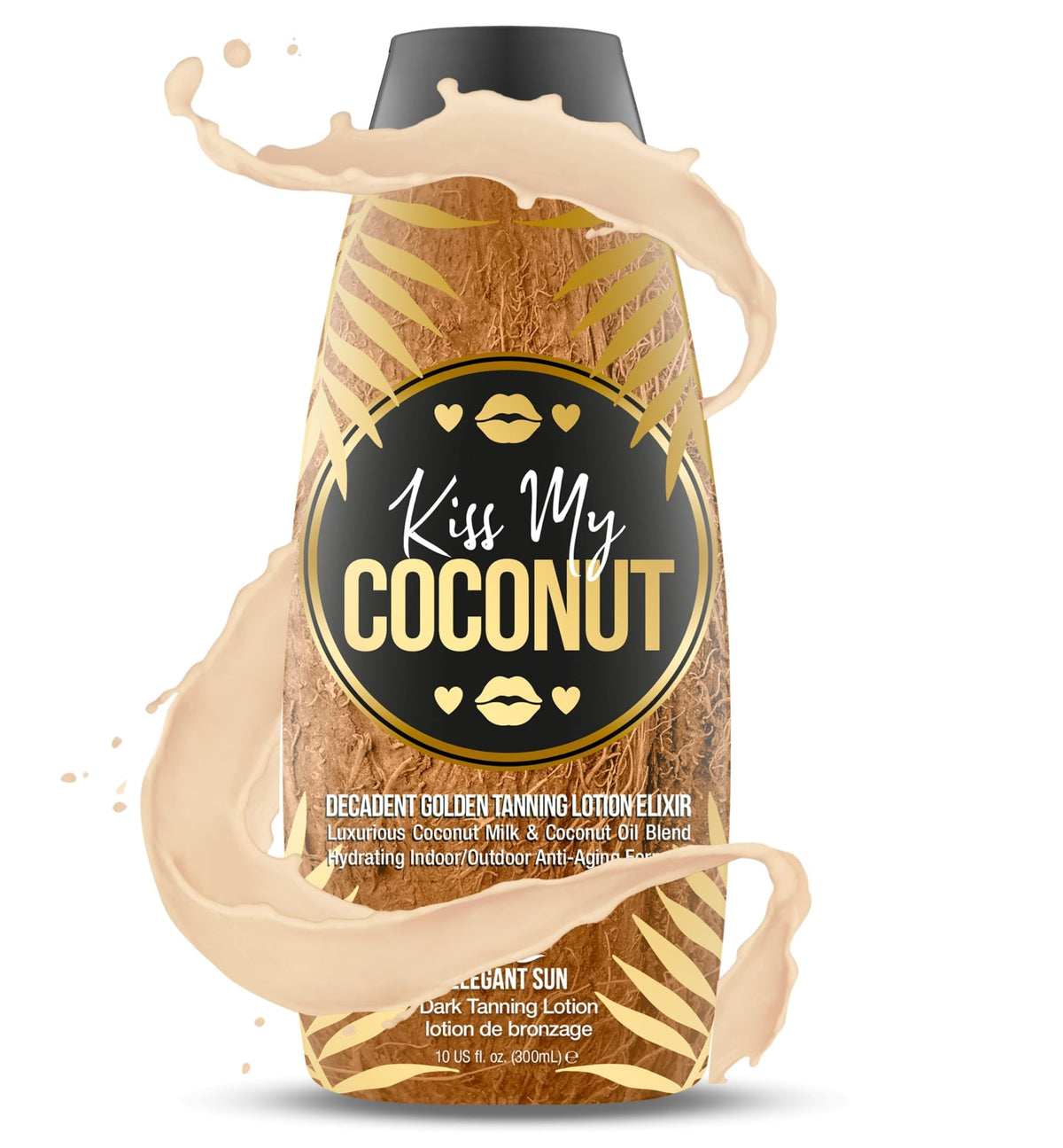 Elegant Sun Kiss My Coconut — bouteille de lotion, hydratation durable et peau satinée