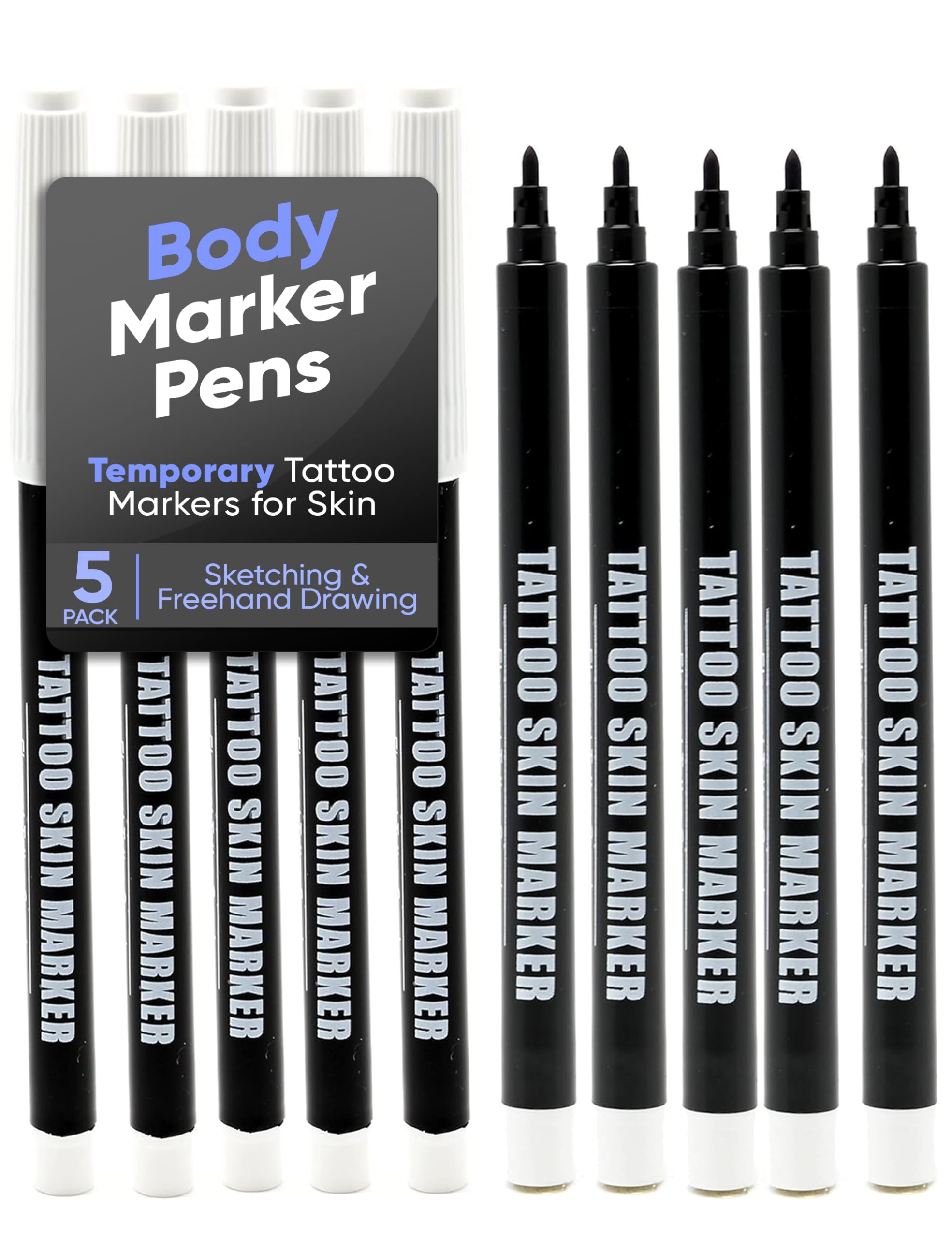 Stylo marqueur Element Tattoo Supply violet à pointe épaisse pour tracés nets sur peau.