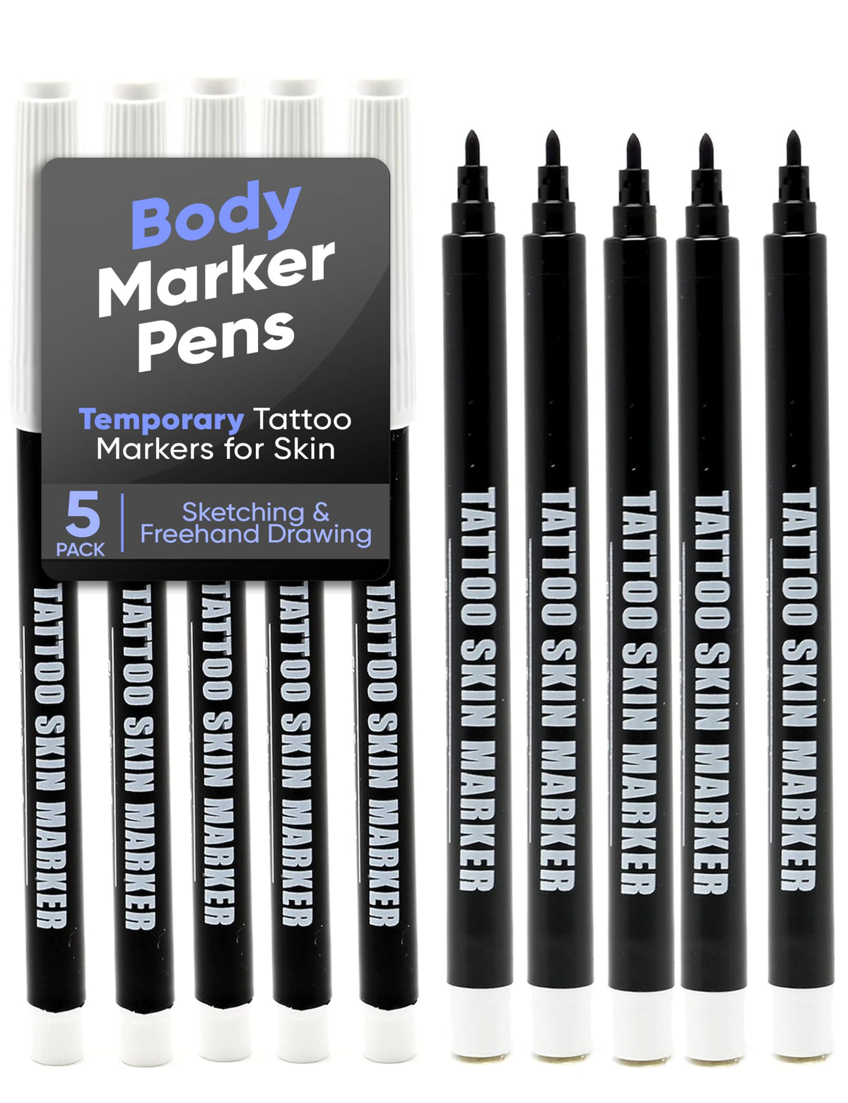 Stylo marqueur Element Tattoo Supply violet à pointe épaisse pour tracés nets sur peau.