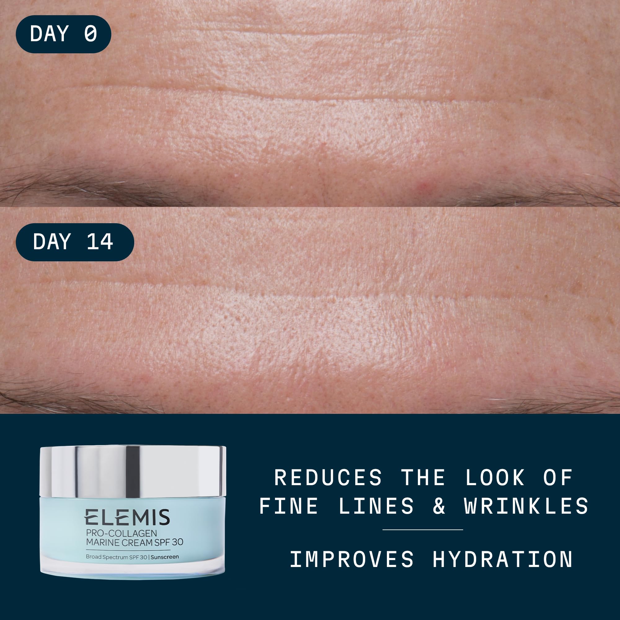 Texture gel-crème d'ELEMIS Pro-Collagen Marine Cream sur peau, sensation légère