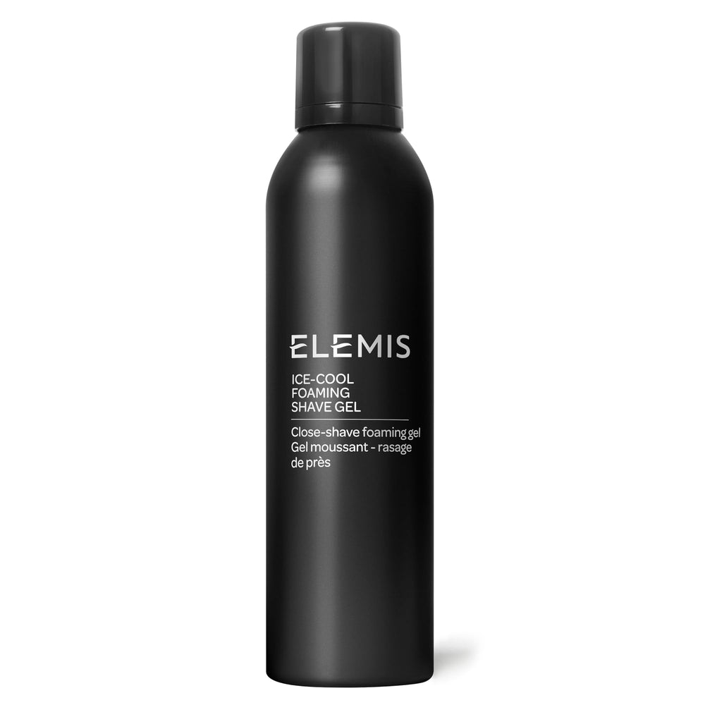 Gel de rasage moussant ELEMIS, bouteille exposée, glisse douce pour un rasage précis.