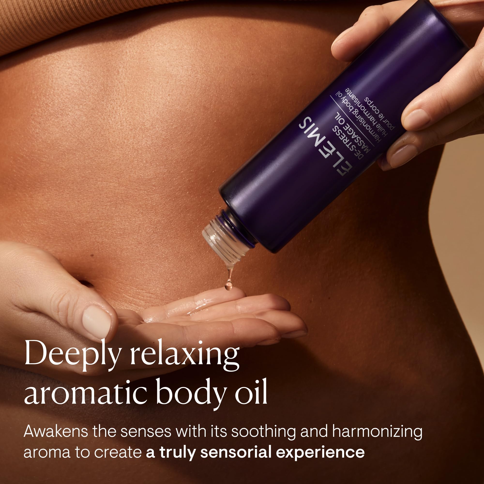 ELEMIS huile-massage-absorption-rapide-mains: pénétration légère et soin rapide.