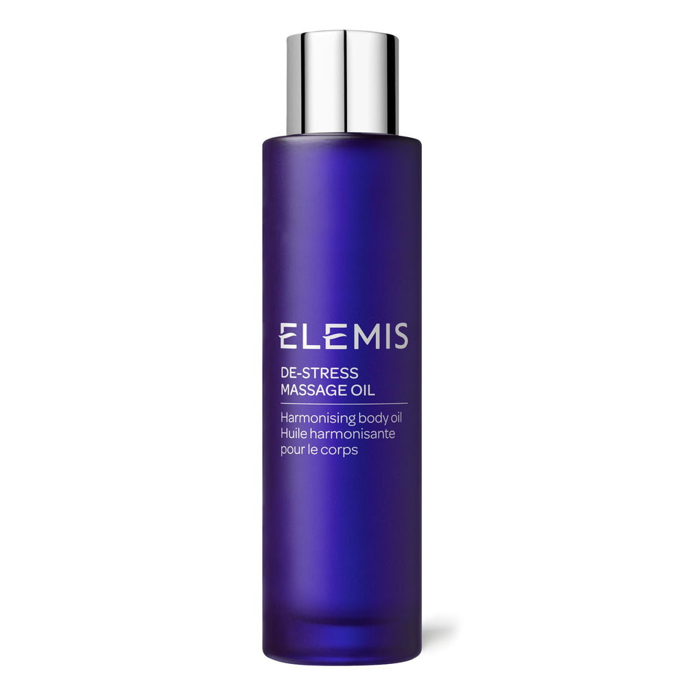 ELEMIS huile-massage-de-stress-bouteille : hydratation douce et détente.