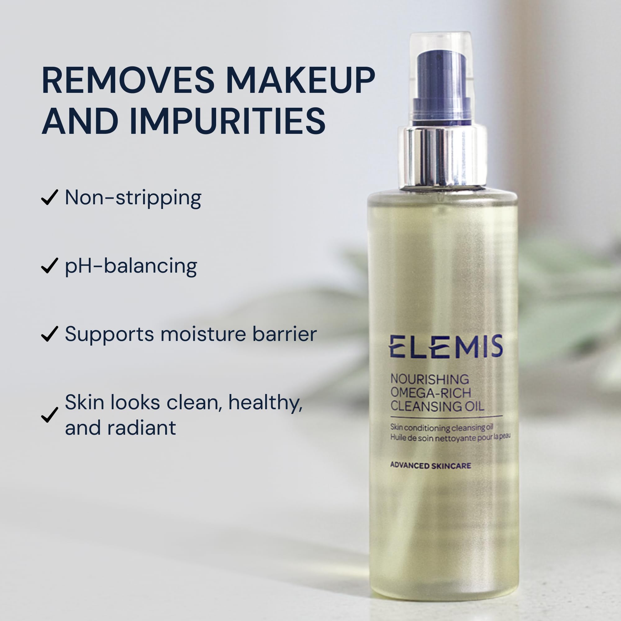ELEMIS Huile Nettoyante Nourrissante — application visage pour une peau confortable.